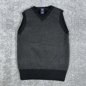 Gap Sweater‎ Vest Boys Small Black Chevron V-Neck Angora Blend Preppy